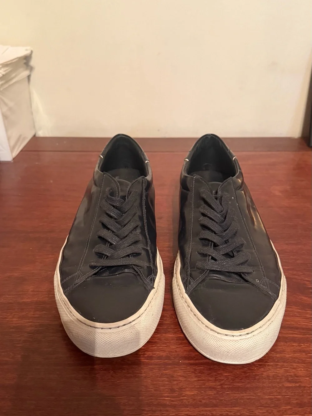 Philippe Model Avenir Black Leather Low-Top Sneakers with White Sole Size 45